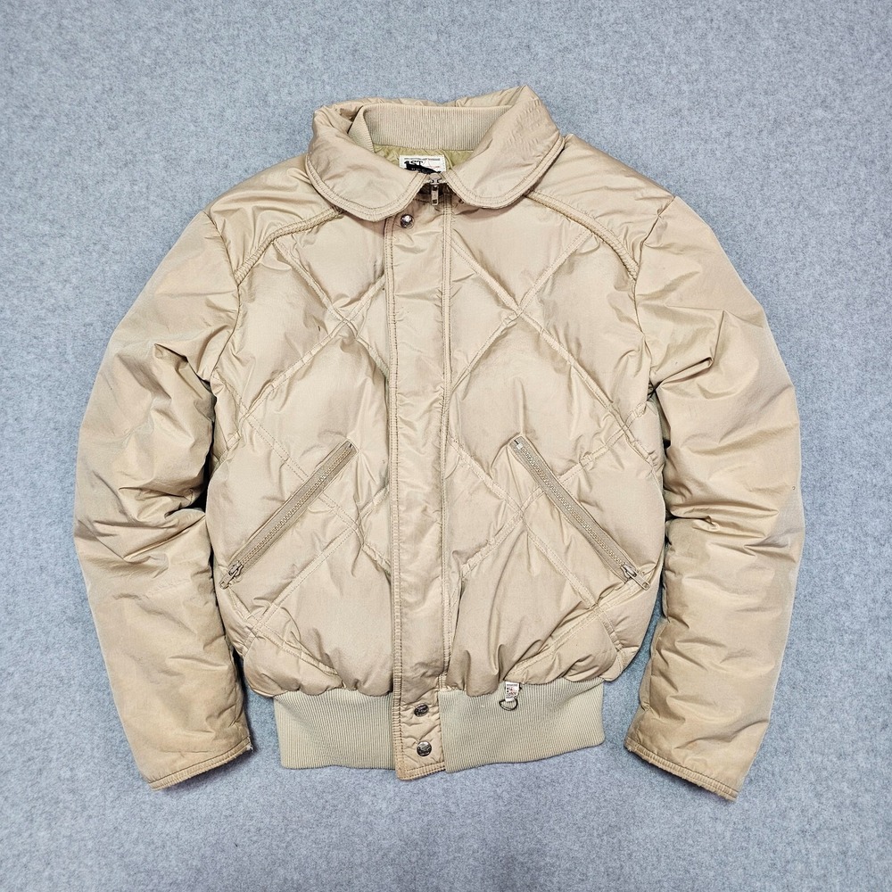 Vtg First Down Goose Down Corduroy Puffer Jacket Mens Size Large Gortex *Flaws*